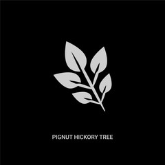 white pignut hickory tree vector icon on black background. modern flat pignut hickory tree from nature concept vector sign symbol can be use for web, mobile and logo.
