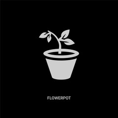 white flowerpot vector icon on black background. modern flat flowerpot from nature concept vector sign symbol can be use for web, mobile and logo.