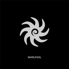 white whirlpool vector icon on black background. modern flat whirlpool from nature concept vector sign symbol can be use for web, mobile and logo.