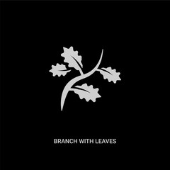 white branch with leaves vector icon on black background. modern flat branch with leaves from nature concept vector sign symbol can be use for web, mobile and logo.