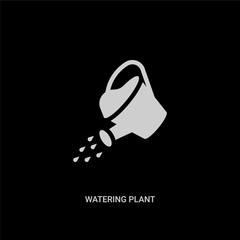 white watering plant vector icon on black background. modern flat watering plant from nature concept vector sign symbol can be use for web, mobile and logo.