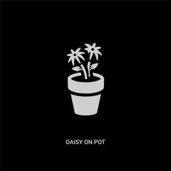 white daisy on pot vector icon on black background. modern flat daisy on pot from nature concept vector sign symbol can be use for web, mobile and logo.