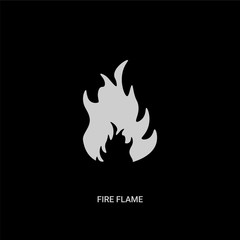 white fire flame vector icon on black background. modern flat fire flame from nature concept vector sign symbol can be use for web, mobile and logo.