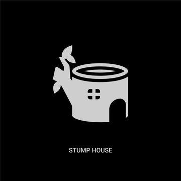 white stump house vector icon on black background. modern flat stump house from nature concept vector sign symbol can be use for web, mobile and logo.