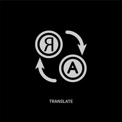 white translate vector icon on black background. modern flat translate from multimedia concept vector sign symbol can be use for web, mobile and logo.