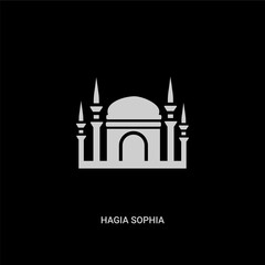 white hagia sophia vector icon on black background. modern flat hagia sophia from monuments concept vector sign symbol can be use for web, mobile and logo.