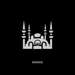 white mosque vector icon on black background. modern flat mosque from monuments concept vector sign symbol can be use for web, mobile and logo.