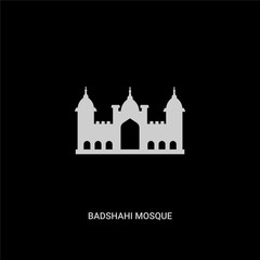 Obraz premium white badshahi mosque vector icon on black background. modern flat badshahi mosque from monuments concept vector sign symbol can be use for web, mobile and logo.