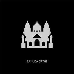 white basilica of the sac heart vector icon on black background. modern flat basilica of the sac heart from monuments concept vector sign symbol can be use for web, mobile and logo.
