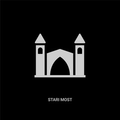 white stari most vector icon on black background. modern flat stari most from monuments concept vector sign symbol can be use for web, mobile and logo.