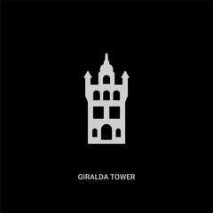 white giralda tower vector icon on black background. modern flat giralda tower from monuments concept vector sign symbol can be use for web, mobile and logo.