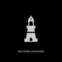white split point lighthouse vector icon on black background. modern flat split point lighthouse from monuments concept vector sign symbol can be use for web, mobile and logo.