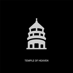 white temple of heaven in beijing vector icon on black background. modern flat temple of heaven in beijing from monuments concept vector sign symbol can be use for web, mobile and logo.