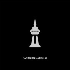 white canadian national tower vector icon on black background. modern flat canadian national tower from monuments concept vector sign symbol can be use for web, mobile and logo.