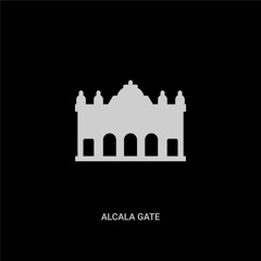 white alcala gate vector icon on black background. modern flat alcala gate from monuments concept vector sign symbol can be use for web, mobile and logo.