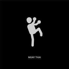 Fototapeta na wymiar white muay thai vector icon on black background. modern flat muay thai from miscellaneous concept vector sign symbol can be use for web, mobile and logo.