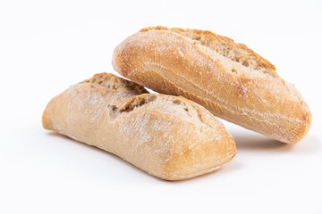 freshly baked bread isolated on white background