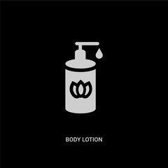 white body lotion vector icon on black background. modern flat body lotion from medical concept vector sign symbol can be use for web, mobile and logo.
