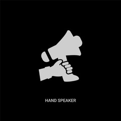 white hand speaker vector icon on black background. modern flat hand speaker from marketing concept vector sign symbol can be use for web, mobile and logo.