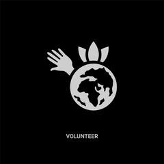 white volunteer vector icon on black background. modern flat volunteer from marketing concept vector sign symbol can be use for web, mobile and logo.