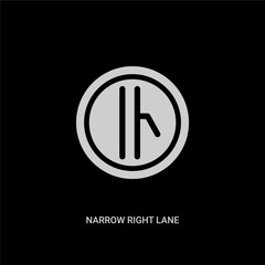 white narrow right lane vector icon on black background. modern flat narrow right lane from maps and flags concept vector sign symbol can be use for web, mobile and logo.