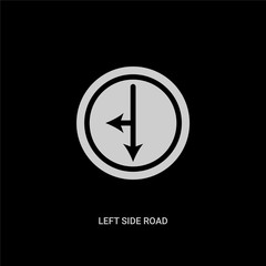 white left side road vector icon on black background. modern flat left side road from maps and flags concept vector sign symbol can be use for web, mobile and logo.
