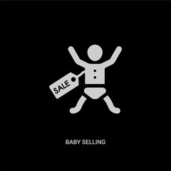 white baby selling vector icon on black background. modern flat baby selling from kid and baby concept vector sign symbol can be use for web, mobile and logo.