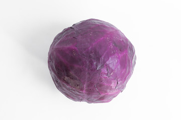 Top view of a nutritious and tasty freshly harvested purple cabbage