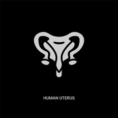 white human uterus vector icon on black background. modern flat human uterus from human body parts concept vector sign symbol can be use for web, mobile and logo.