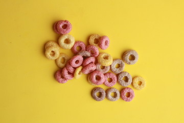 delicious colorful round breakfast cereals