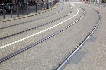Tram Track Curve on Street