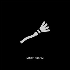 Obraz premium white magic broom vector icon on black background. modern flat magic broom from halloween concept vector sign symbol can be use for web, mobile and logo.