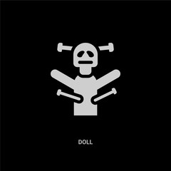 white doll vector icon on black background. modern flat doll from halloween concept vector sign symbol can be use for web, mobile and logo.