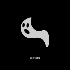 white ghosts vector icon on black background. modern flat ghosts from halloween concept vector sign symbol can be use for web, mobile and logo.