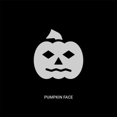 white pumpkin face vector icon on black background. modern flat pumpkin face from halloween concept vector sign symbol can be use for web, mobile and logo.