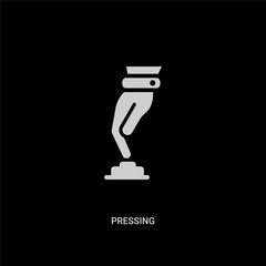 white pressing vector icon on black background. modern flat pressing from guestures concept vector sign symbol can be use for web, mobile and logo.