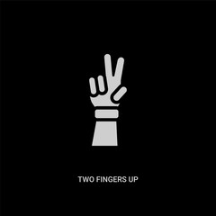 Obraz premium white two fingers up vector icon on black background. modern flat two fingers up from guestures concept vector sign symbol can be use for web, mobile and logo.