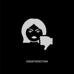 white dissatisfaction vector icon on black background. modern flat dissatisfaction from guestures concept vector sign symbol can be use for web, mobile and logo.