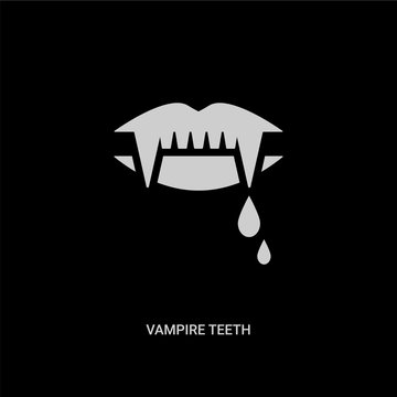white vampire teeth vector icon on black background. modern flat vampire teeth from halloween concept vector sign symbol can be use for web, mobile and logo.