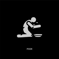 white poor vector icon on black background. modern flat poor from general concept vector sign symbol can be use for web, mobile and logo.