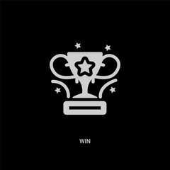 white win vector icon on black background. modern flat win from general concept vector sign symbol can be use for web, mobile and logo.