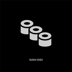 white sushi dish vector icon on black background. modern flat sushi dish from food concept vector sign symbol can be use for web, mobile and logo.