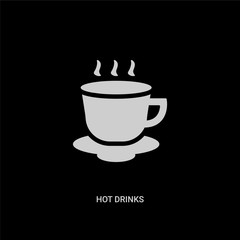 white hot drinks vector icon on black background. modern flat hot drinks from food concept vector sign symbol can be use for web, mobile and logo.