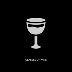 white glasses of wine vector icon on black background. modern flat glasses of wine from food concept vector sign symbol can be use for web, mobile and logo.