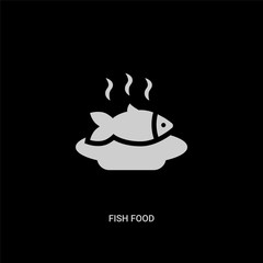 white fish food vector icon on black background. modern flat fish food from food concept vector sign symbol can be use for web, mobile and logo.