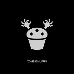 white zombie muffin vector icon on black background. modern flat zombie muffin from food concept vector sign symbol can be use for web, mobile and logo.