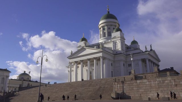 Low view of Helsinki Cathedral in the centre of Helsinki in the spring time