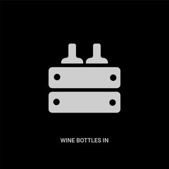 white wine bottles in a box vector icon on black background. modern flat wine bottles in a box from food concept vector sign symbol can be use for web, mobile and logo.