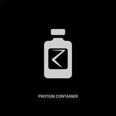 white protein container vector icon on black background. modern flat protein container from food concept vector sign symbol can be use for web, mobile and logo.