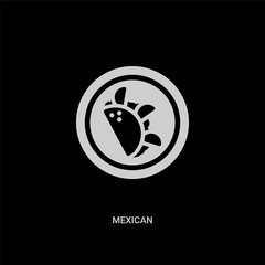 white mexican vector icon on black background. modern flat mexican from food concept vector sign symbol can be use for web, mobile and logo.